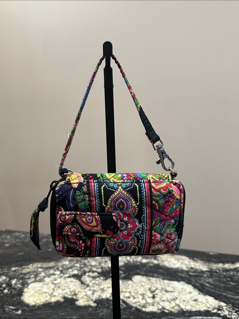 Vera Bradley Black Multicolor Floral Quilted Tote with Matching Wallet - Picture 10 of 14